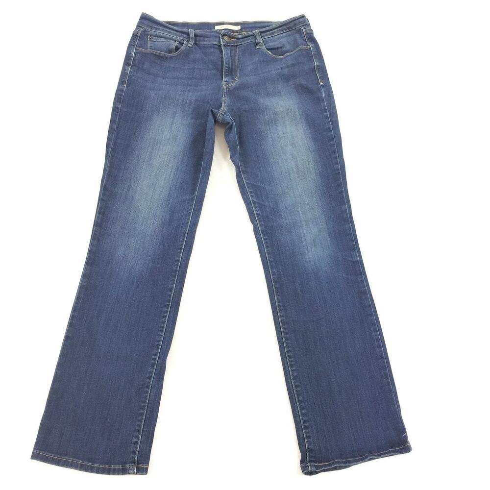 Levis 505 Straight Leg Jeans Size 12 Womens Medium Dark Blue Wash Denim L